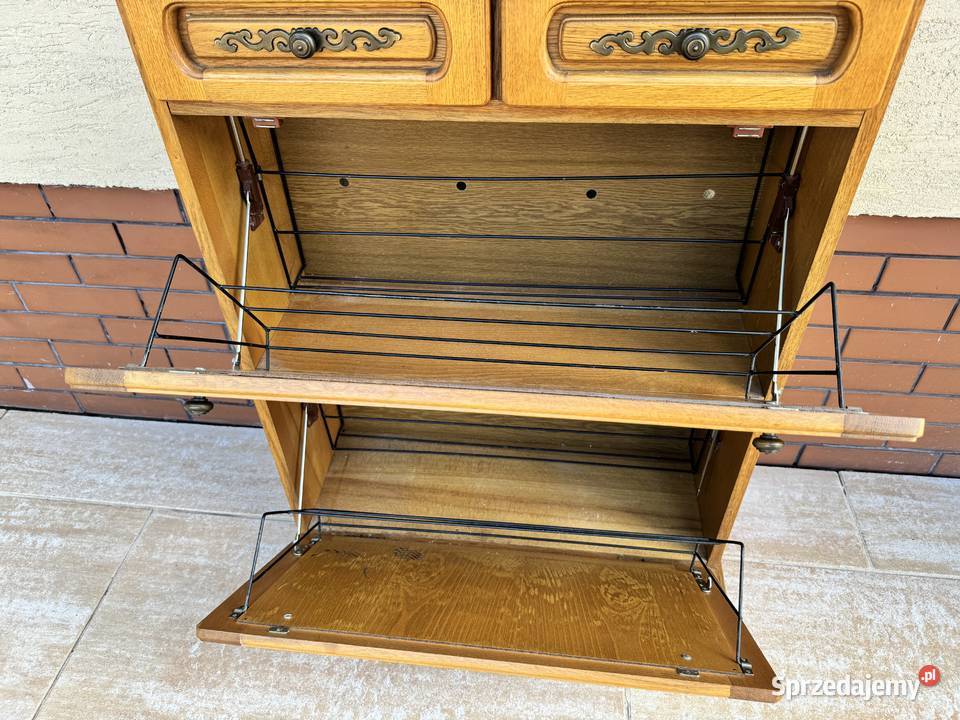 Szafka na buty dębowa wąska stylowa komoda Sulbiny