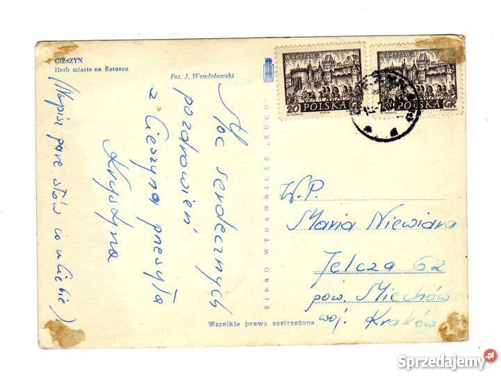 CIESZYN HERB MIASTA POCZTÓWKA CZARNO BIAŁA Krynki