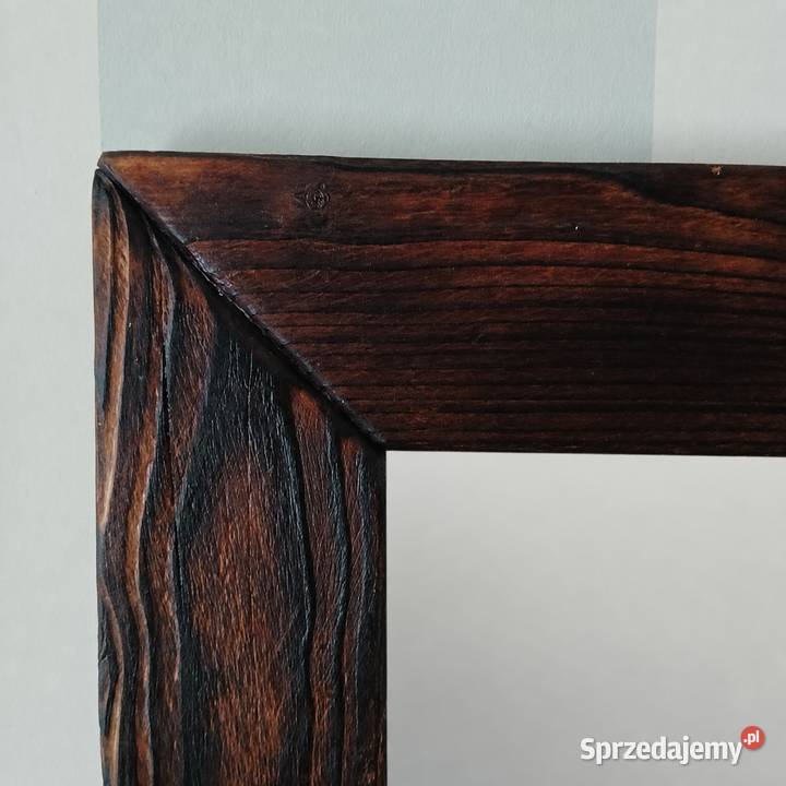 Duże lustro Shou Sugi Ban opalana drewniana rama Lustra
