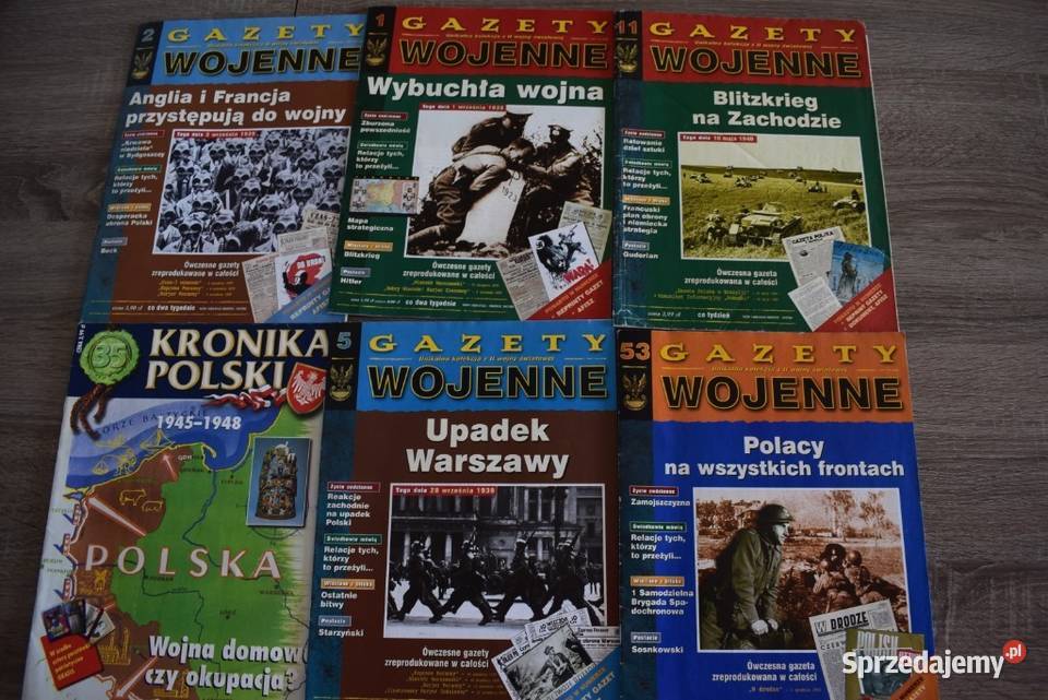 Gazety Wojenne 5 sztuk plus kronika Polski