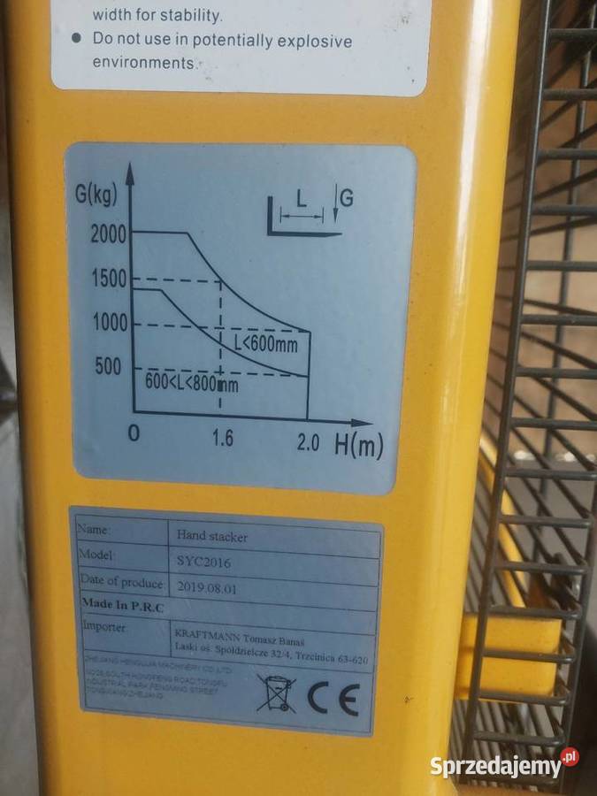 Paleciak masztowy podnoszony hydraulicznie Radom