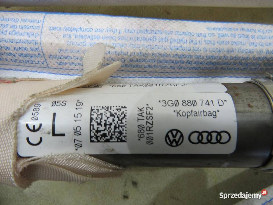 KURTYNA POWIETRZNA LEWA PASSAT B8 KOMBI Poduszki powietrzne sprzedam