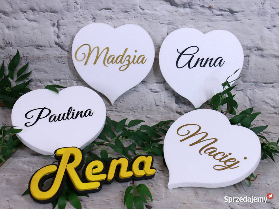 Serca z imionami dzieci dekoracje komunijne Jasienica Rosielna