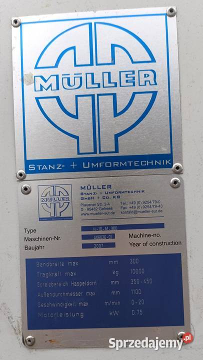 ODWIJAK ROZWIJAK do blachy taśmy Muller Niemcy