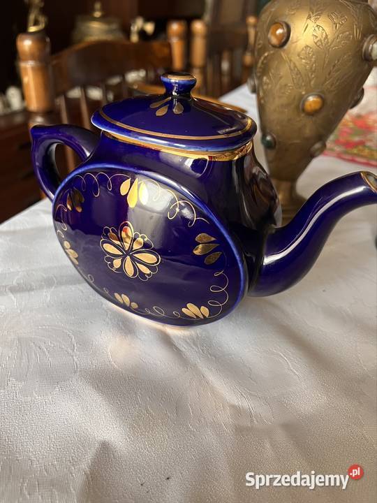 Kobaltowy imbryk ręcznie malowany Antyki, Sztuka, Kolekcje