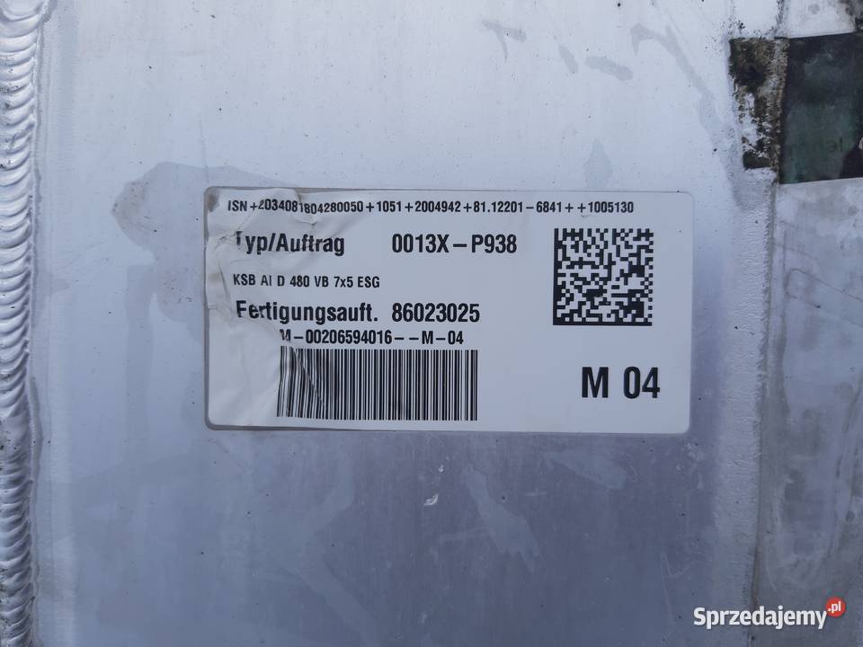 MAN ZBIORNIK PALIWA 480L 81122016841 ciężarowe Trzciel sprzedam