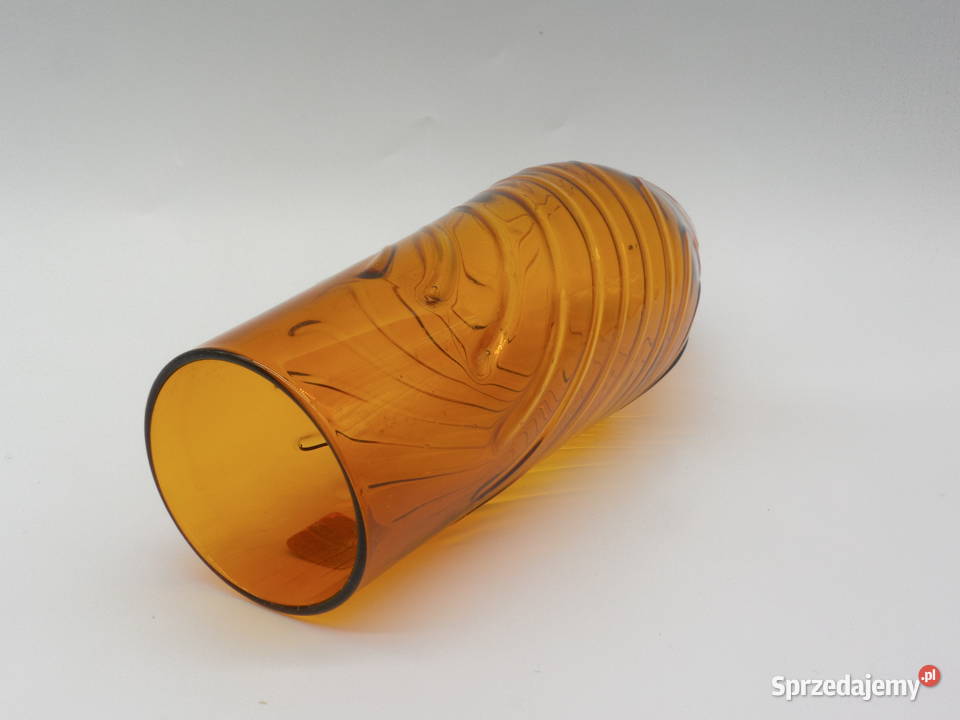 Szklany wazon z bursztynowego szkła Thringer Porcelana i szkło Raszków