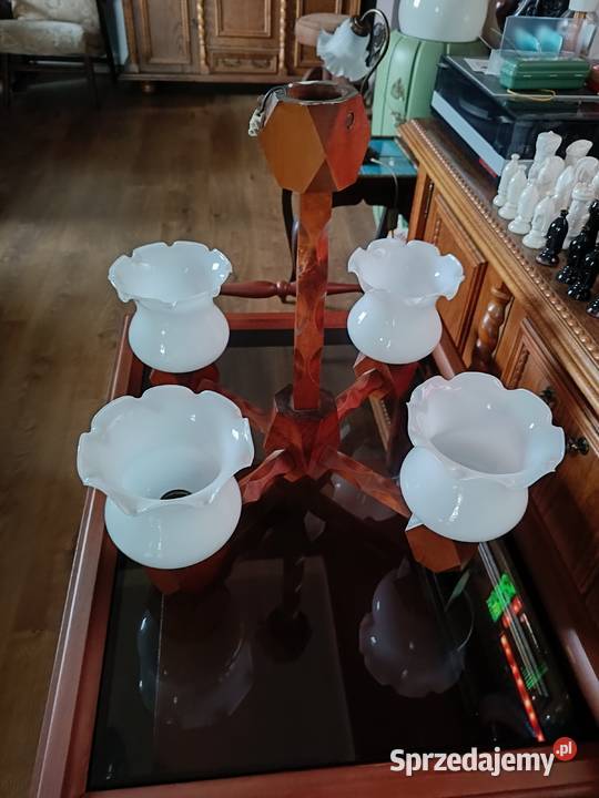 Stary żyrandol drewniany na 4 żarówki kujawsko-pomorskie Lipno sprzedam