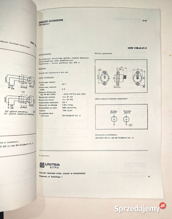 KATALOG UNITRA ELTRA ZŁĄCZA 1973 WM 590 WM545 Pozostałe