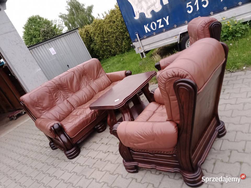 Komplet KLER Basso Rozkładany 321 i Ława dąb Kozy
