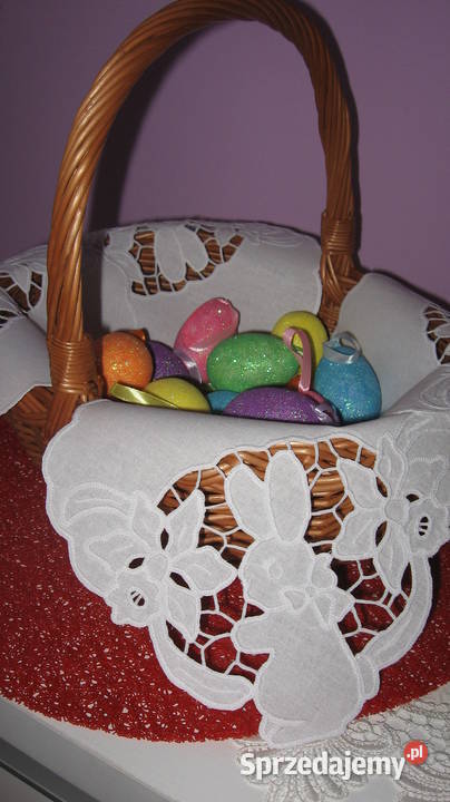 Serwetka do wielkanocnego koszyczka haft biały Jarocin sprzedam