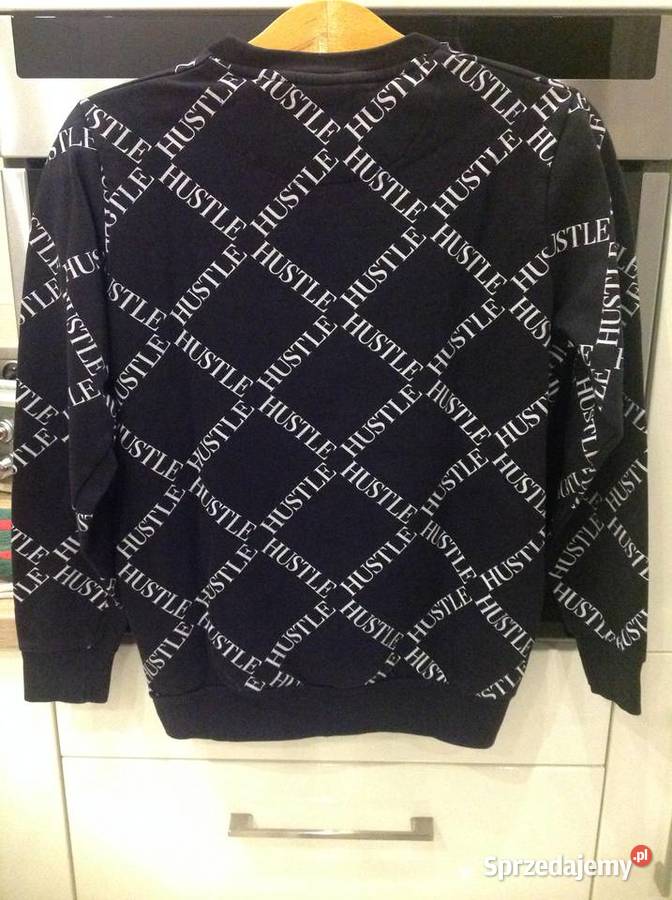 Bluza Czarna Męska BLACK SQUAD S Białe Napisy Nowa Sól