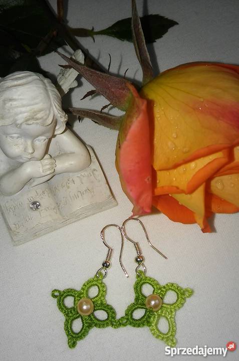 Kolczyki Frywolitkowe Wiśniowa