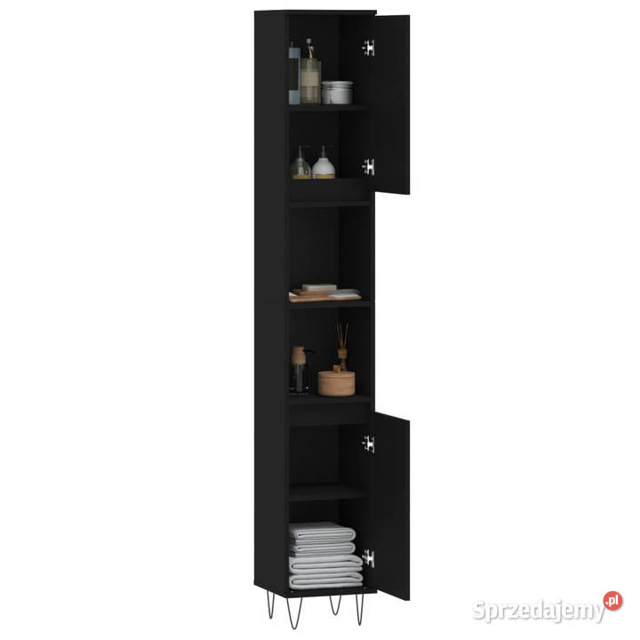 Szafka łazienkowa czarna 30x30x190 materiał mazowieckie