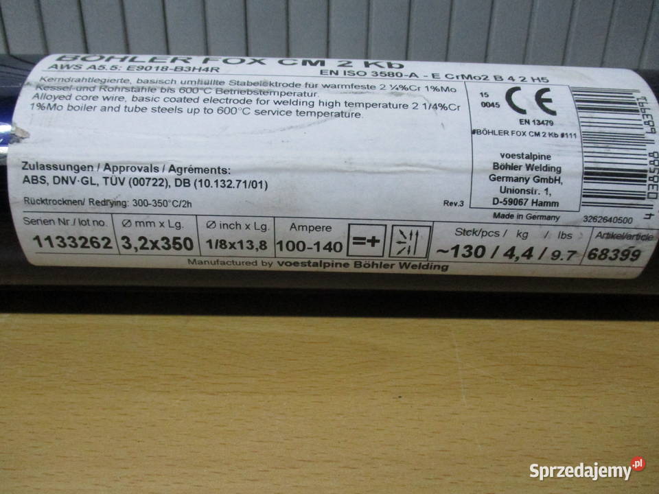 Elektrody spawalnicze BOHLER FOX 2 KB 32x350 sprzedam