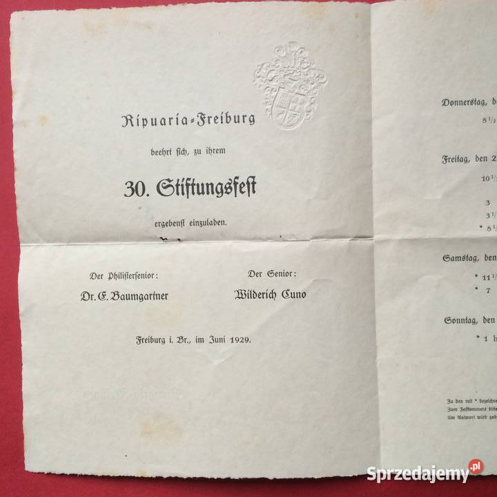 1237 Dokument Niemiecki Freiburg Szczecin