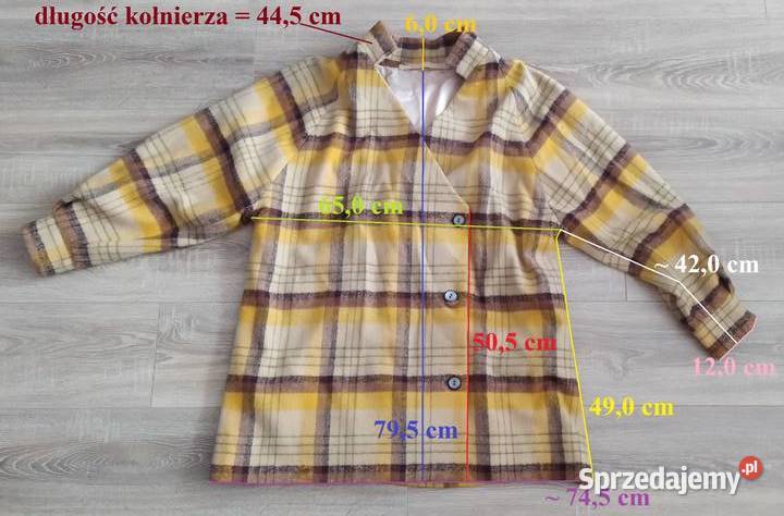 Płaszcz damski KRATA żółto brązowy Hajnówka sprzedam