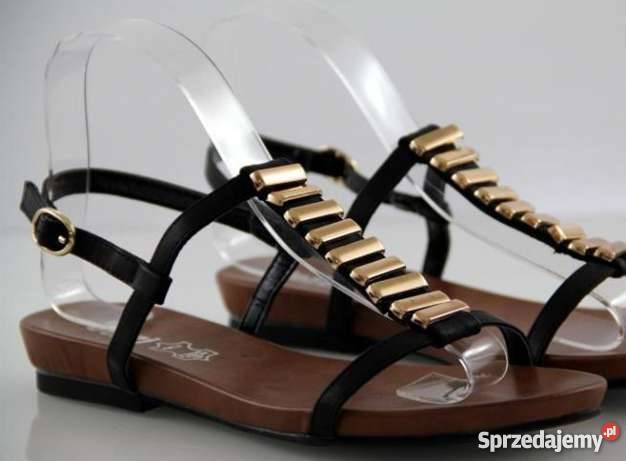 Czarne eleganckie sandły 37 Słupca sprzedam