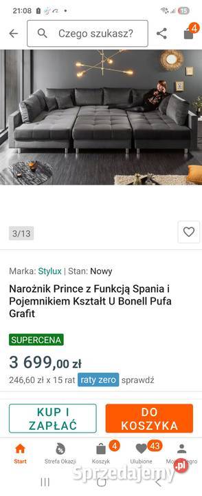 Narożnik z funkcją spania i pufą Częstochowa sprzedam