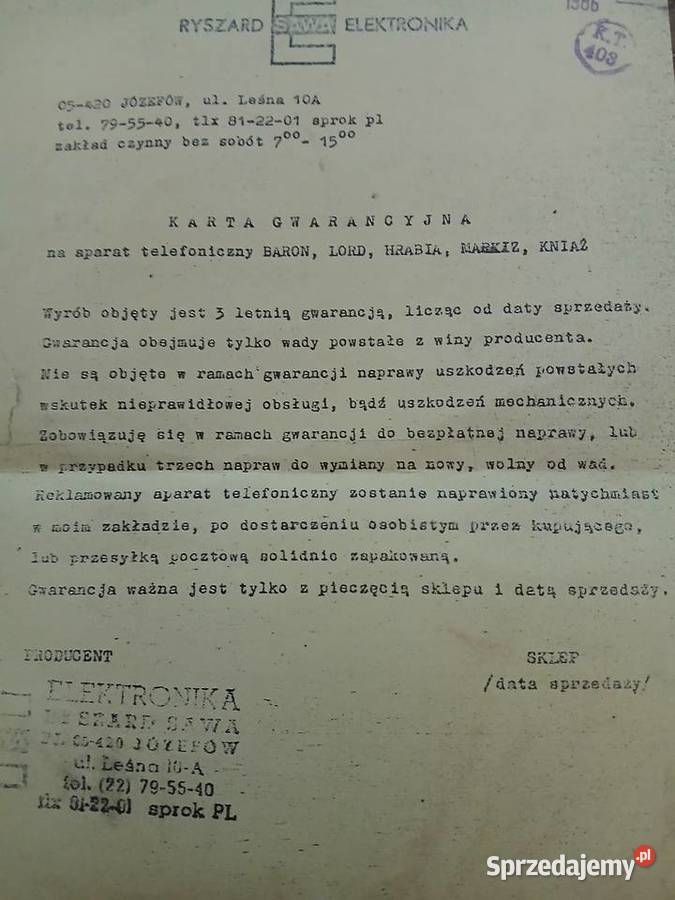 Telefon stacjonarny naścienny firmy RSawa Telefony przewodowe Kraków