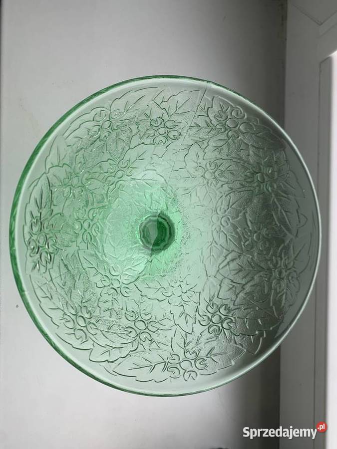 Zielona piękna Patera Huta Niemen wzór borówki P Łowicz