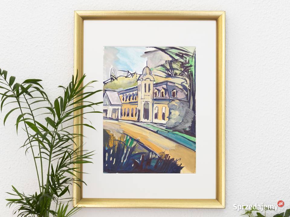 Architektura obraz gwasz Saba ekspresjonizm 29 x