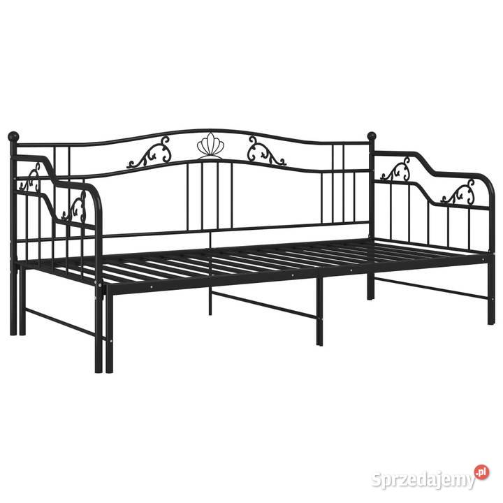 Sofa z wysuwaną ramą łóżka czarna metalowa