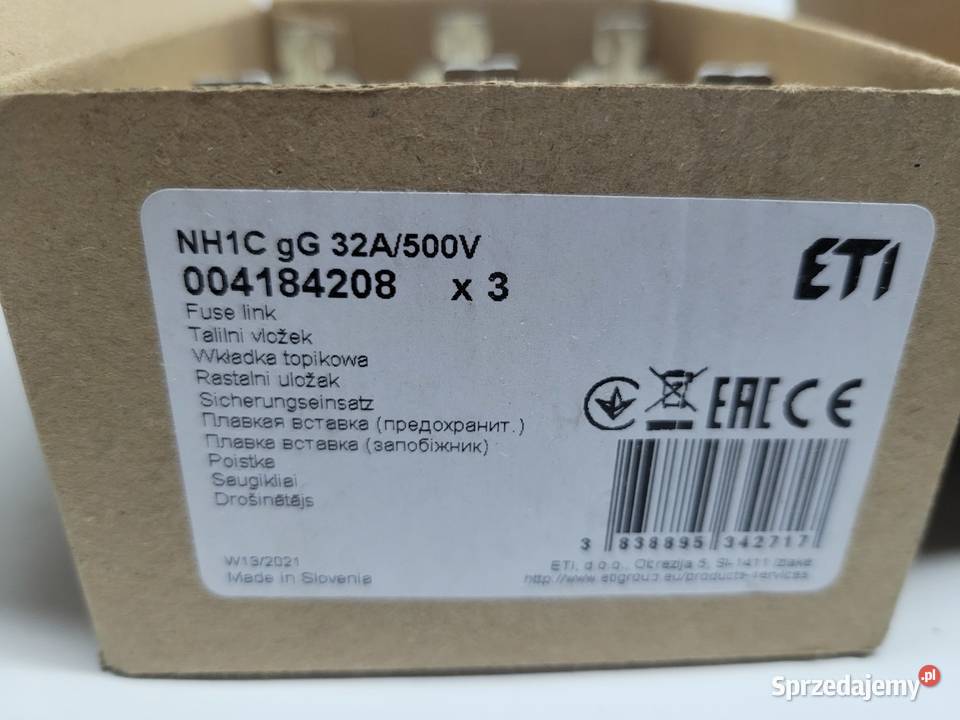 Wkładka topikowa NH1C gG 32A500V Barczewo
