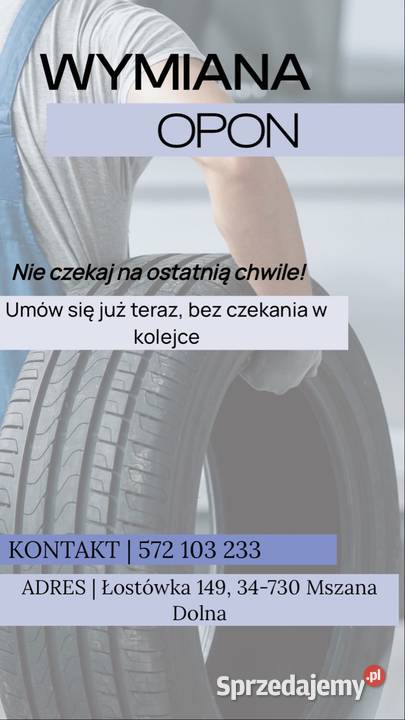 Zmiana opon wyważanie kół programowanie Mszana Dolna