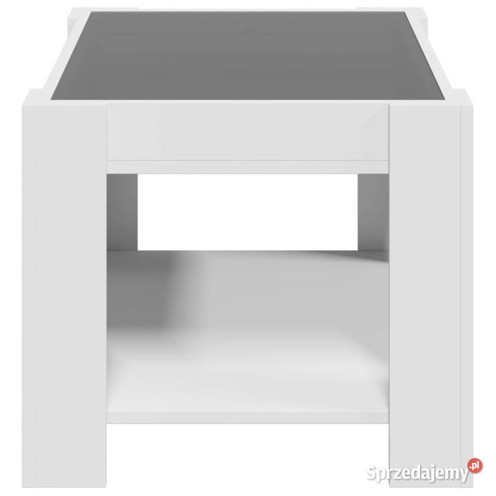 Stolik kawowy z LED biały 73x53x45 materiał mazowieckie Warszawa
