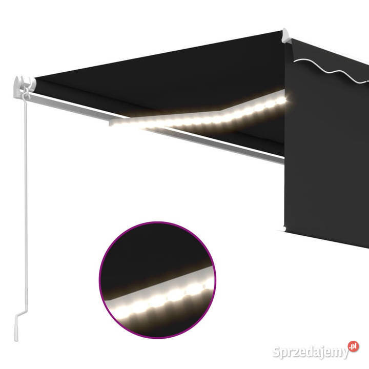 Ręcznie zwijana markiza z zasłoną i LED 4x3 m