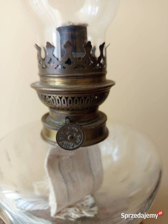 Lampa naftowa mosiądz marmur Budzyń