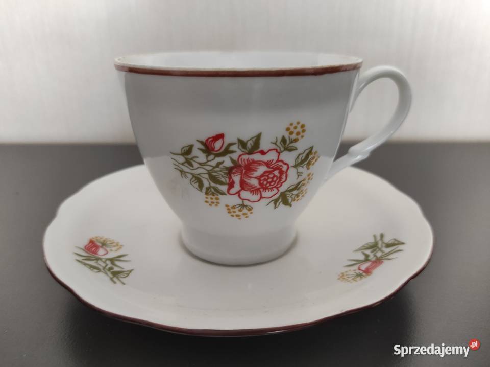 Filiżanka spodek stara porcelana Ćmielów 220 ml podlaskie Warpechy Stare