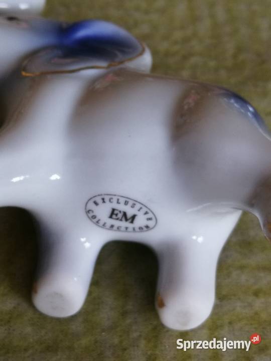 Figurki słonie na szczęście porcelana PRL zestaw Szczecin