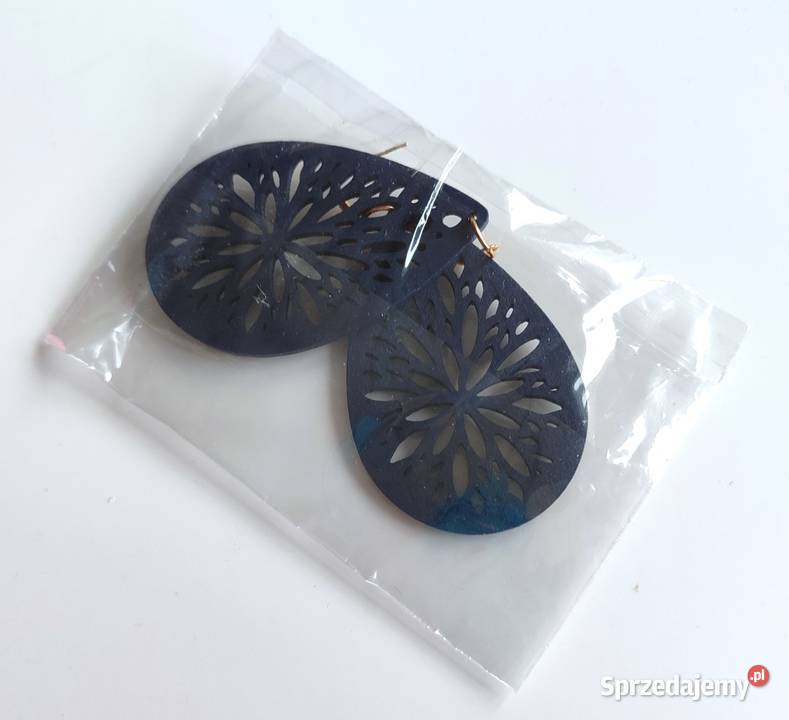 Nowe kolczyki drewniane kropelki Katowice
