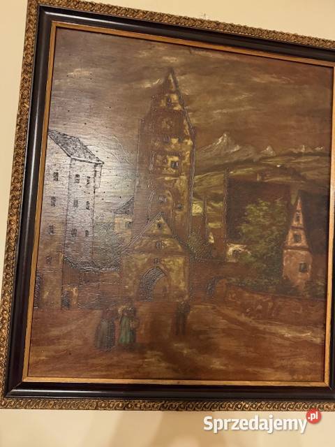 Obraz stary z czasów PRL lata60te antyk w ramie Częstochowa sprzedam