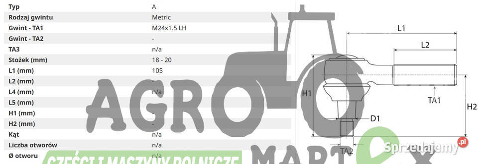 7700658834 0120326200 KOŃCÓWKA DRĄŻKA L105 LH Wichrów