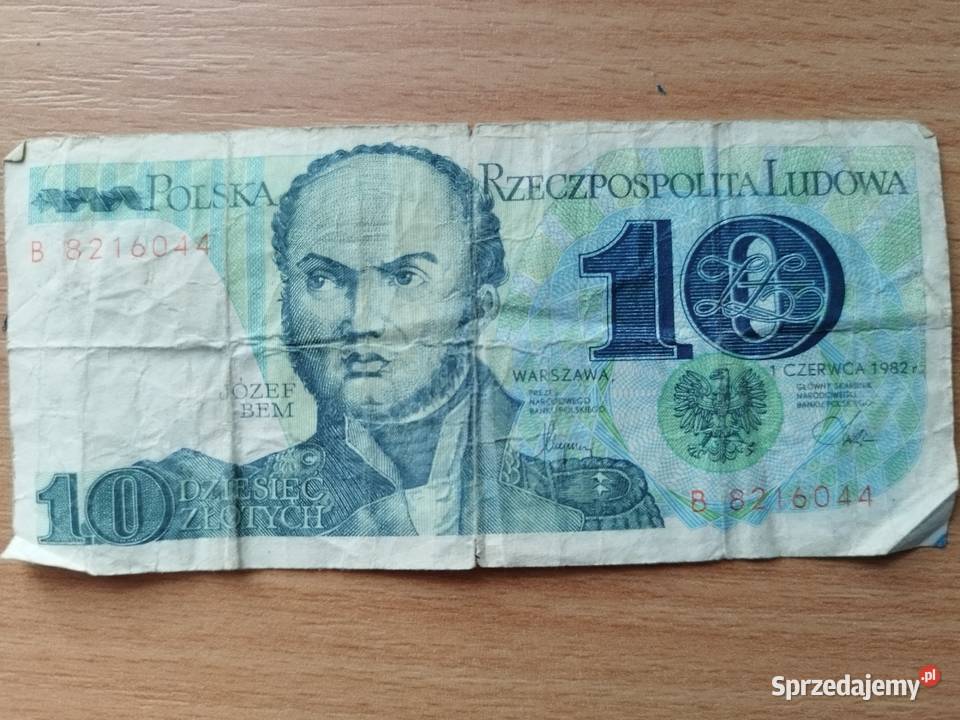 Banknot 10 1982 Seria B Józef Bem Jasło sprzedam
