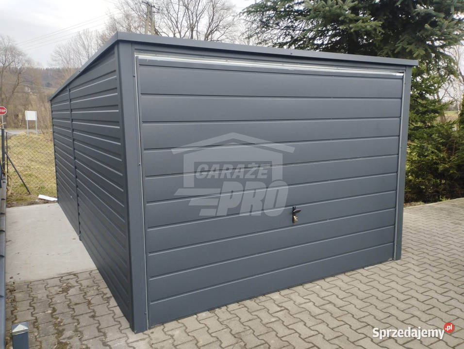 Garaż blaszany 3x5 Brama uchylna Antracyt Spad w Domki narzędziowe