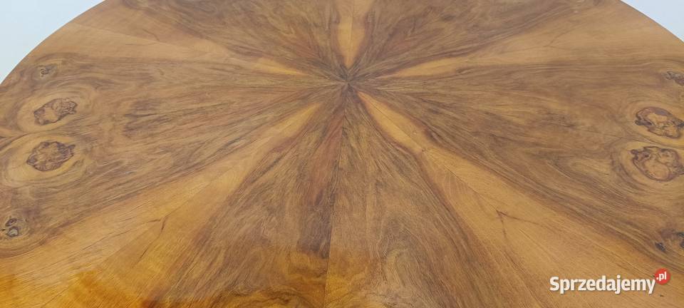 stary okrągły stół art deco orzech lata 60te łódzkie Radomsko