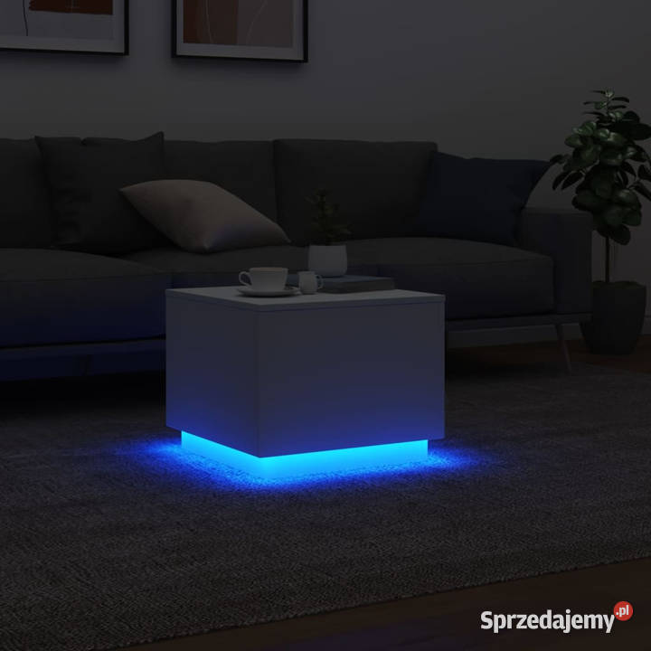 Stolik kawowy z oświetleniem LED biały 50x50x40 Warszawa sprzedam