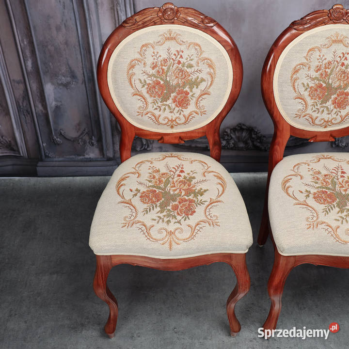 ARTexpert Para zdobionych krzeseł Ludwik Dobrzany sprzedam