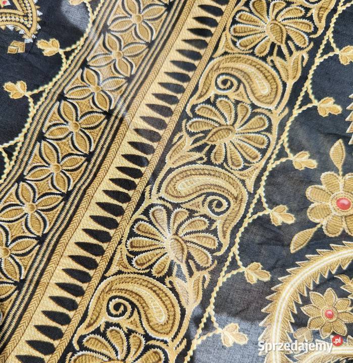 Duża chusta orient czarna bawełna paisley wzór Dla kobiet Pozostałe zachodniopomorskie Szczecin