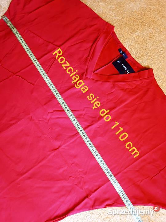 Bluzka tunika czerwona z ozdobną kieszonką Cieszyn