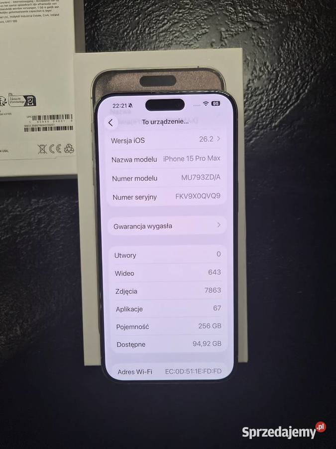 Apple iPhone 15 Pro 256GB WHITE TYTAN łódzkie Pabianice sprzedam