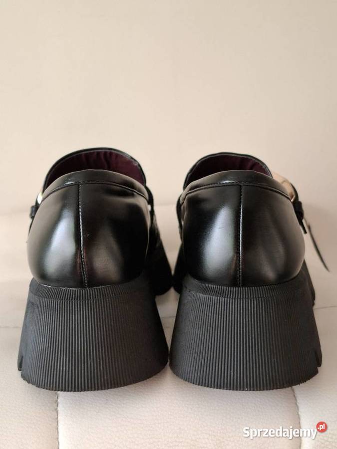 Zara 39 mokasyny loafersy czarne wysoka podeszwa Kraków
