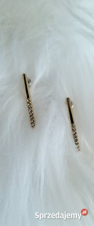 Złote kolczyki z błękitnymi syntetycznymi Biżuteria Bielsko-Biała sprzedam