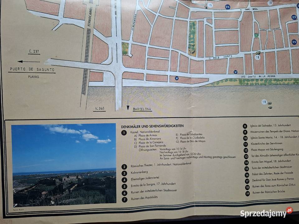 Hiszpania Spanien Sagunto plan miasta Kraków sprzedam