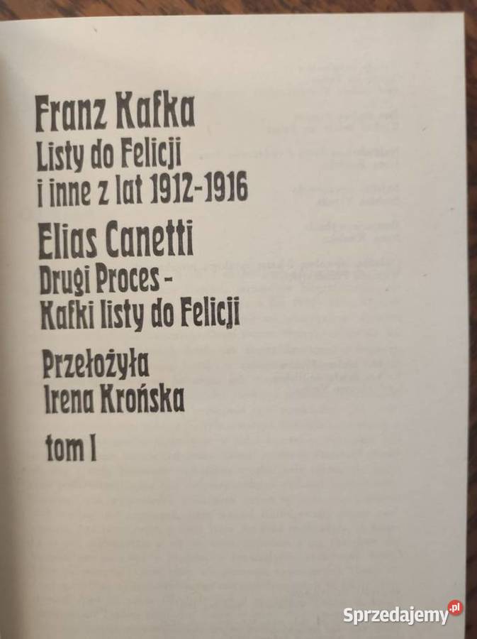 Franz Kafka Listy do Felicji tom 1 2 tom świętokrzyskie