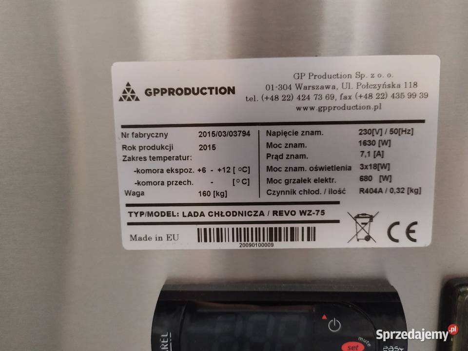 Witryna lada chłodnicza zamknięta GP REVO WZ75 Gastronomia
